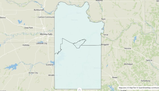 Map preview of Clay County, TX - Unemployment Rate