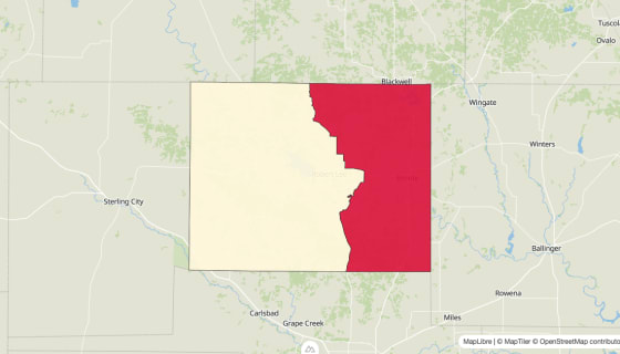 Map preview of Coke County, TX - Median Gross Rent