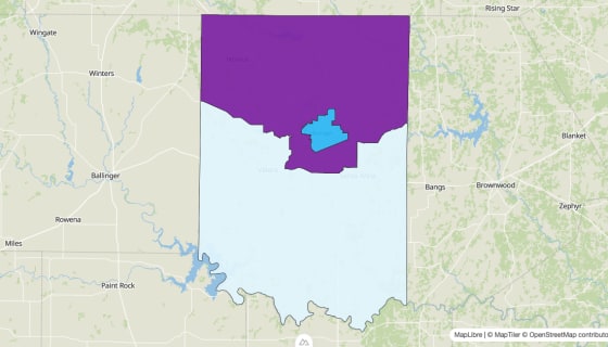 Map preview of Coleman County, TX - Median Age