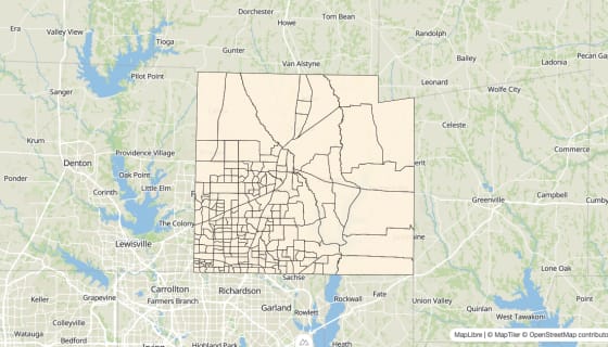Map preview of Collin County, TX - Bachelor's Degree Rate