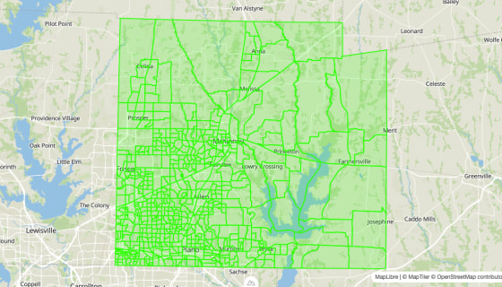 Map preview of Collin County, TX - Block Groups
