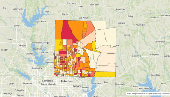 Map preview of Collin County, TX - Median Gross Rent