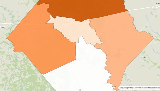 Map preview of Colorado County, TX - Population by Census Tract (2023)