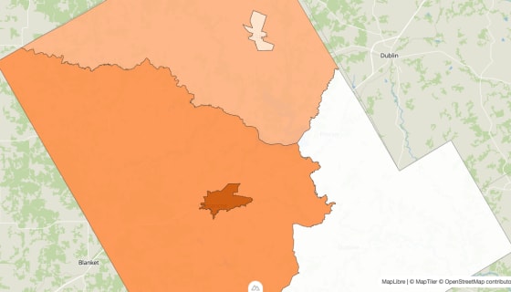 Map preview of Comanche County, TX - Population by Census Tract (2023)