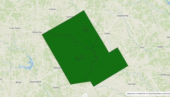 Map preview of Comanche County, TX - Poverty Rate