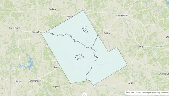 Map preview of Comanche County, TX - Unemployment Rate