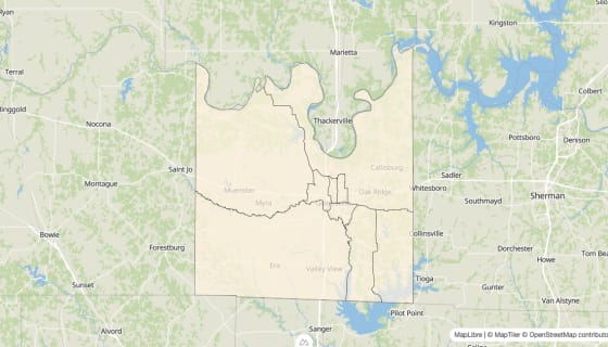 Map preview of Cooke County, TX - Bachelor's Degree Rate