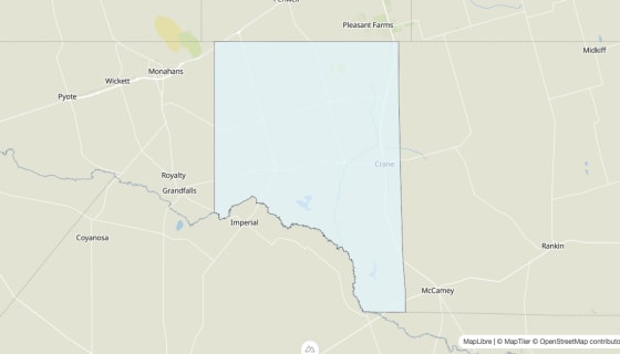 Map preview of Crane County, TX - Median Age