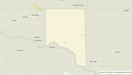 Map preview of Crane County, TX - Median Gross Rent