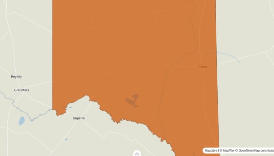 Map preview of Crane County, TX - Population by Census Tract (2023)