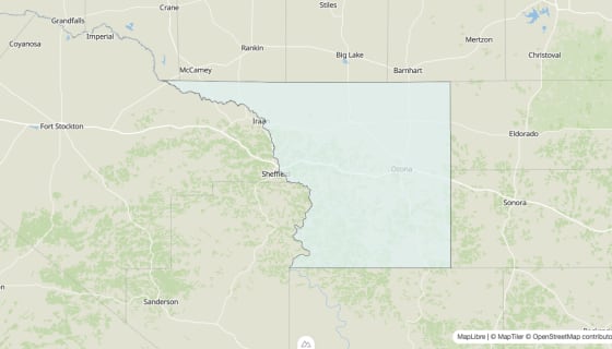 Map preview of Crockett County, TX - Unemployment Rate