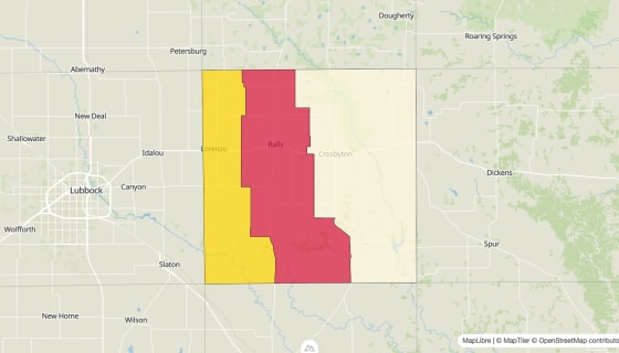 Map preview of Crosby County, TX - Median Gross Rent