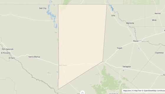 Map preview of Culberson County, TX - Bachelor's Degree Rate