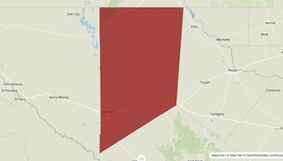 Map preview of Culberson County, TX - Median Household Income