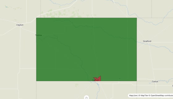 Map preview of Dallam County, TX - Median Household Income