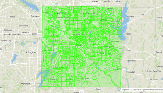 Map preview of Dallas County, TX - Block Groups
