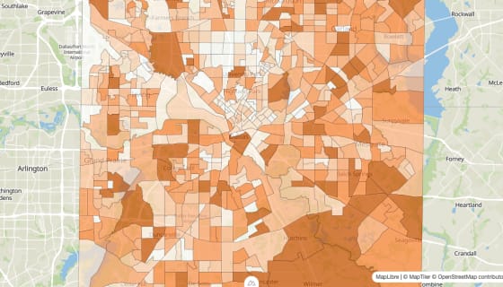 Map preview of Dallas County, TX - Population by Census Tract (2023)