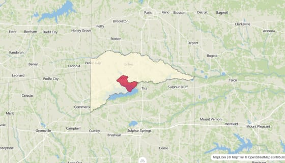 Map preview of Delta County, TX - Median Gross Rent
