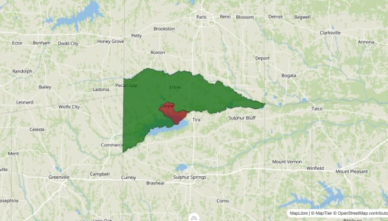 Map preview of Delta County, TX - Median Household Income
