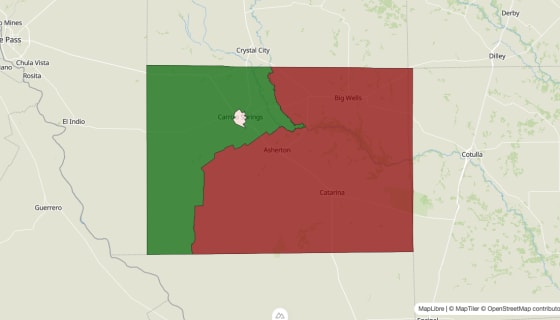 Map preview of Dimmit County, TX - Median Household Income