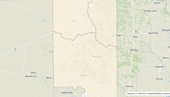 Map preview of Duval County, TX - Bachelor's Degree Rate