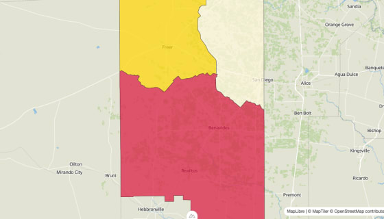 Map preview of Duval County, TX - Median Gross Rent
