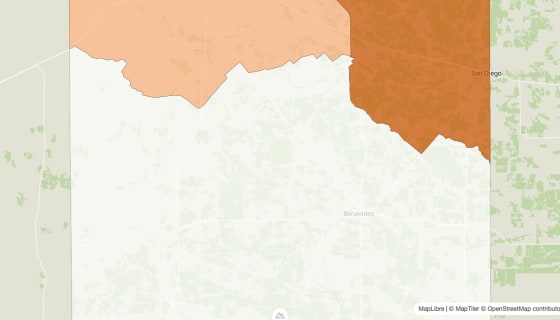 Map preview of Duval County, TX - Population by Census Tract (2023)