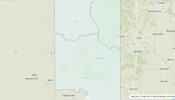 Map preview of Duval County, TX - Unemployment Rate