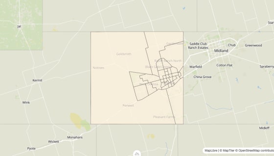 Map preview of Ector County, TX - Bachelor's Degree Rate
