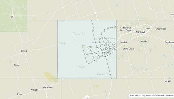 Map preview of Ector County, TX - Unemployment Rate