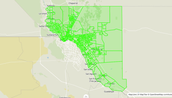 Map preview of El Paso County, TX - Block Groups