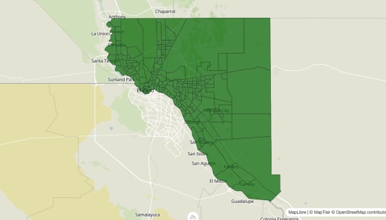 Map preview of El Paso County, TX - Poverty Rate