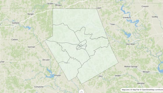 Map preview of Erath County, TX - Housing Vacancy Rate