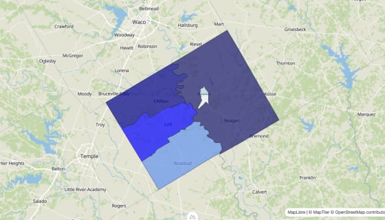 Map preview of Falls County, TX - Median Home Value