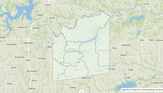 Map preview of Fannin County, TX - Housing Vacancy Rate