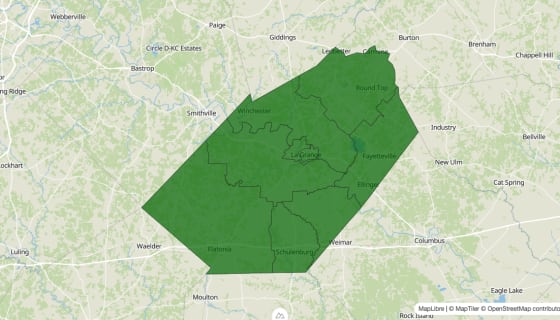 Map preview of Fayette County, TX - Poverty Rate