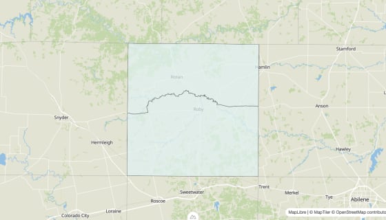 Map preview of Fisher County, TX - Unemployment Rate
