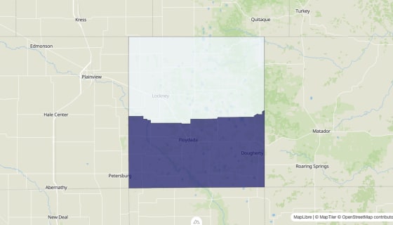 Map preview of Floyd County, TX - Median Home Value