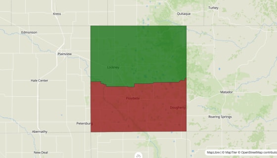 Map preview of Floyd County, TX - Median Household Income