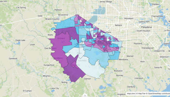 Map preview of Fort Bend County, TX - Median Age