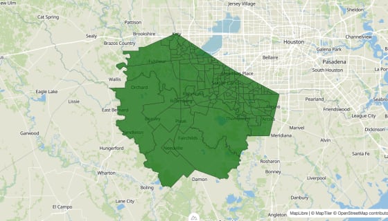 Map preview of Fort Bend County, TX - Poverty Rate