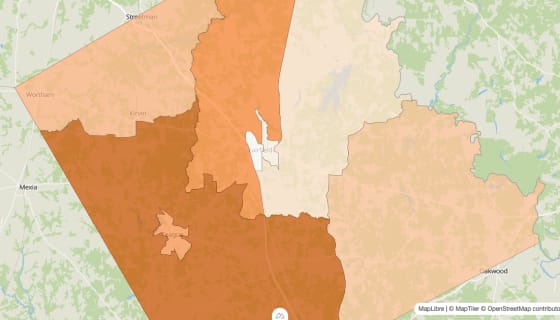 Map preview of Freestone County, TX - Population by Census Tract (2023)