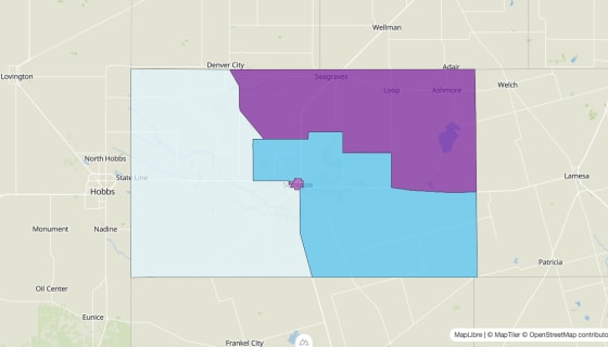Map preview of Gaines County, TX - Median Age