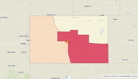 Map preview of Gaines County, TX - Median Gross Rent