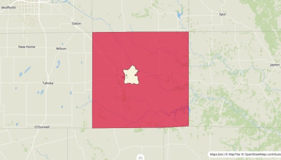 Map preview of Garza County, TX - Median Gross Rent