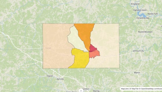 Map preview of Gillespie County, TX - Median Gross Rent