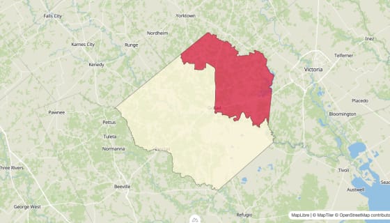 Map preview of Goliad County, TX - Median Gross Rent
