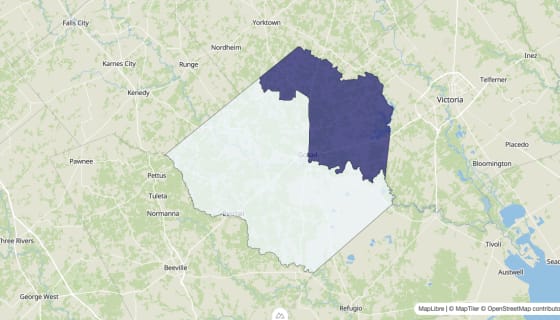 Map preview of Goliad County, TX - Median Home Value