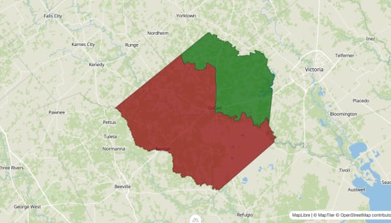 Map preview of Goliad County, TX - Median Household Income
