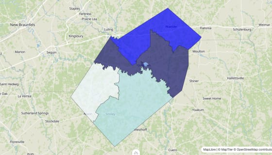Map preview of Gonzales County, TX - Median Home Value